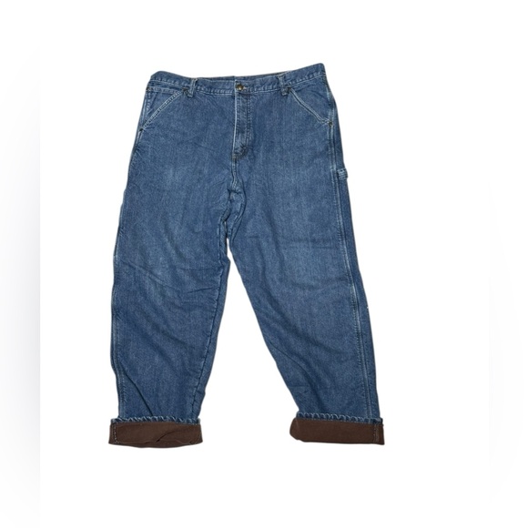 Wrangler fleece lined cargo jeans 38 Classic Blue Denim Jeans - Picture 1 of 8